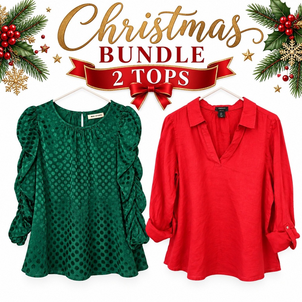 Women's Jones New York & Max Studio Lot Size L Christmas Shirts